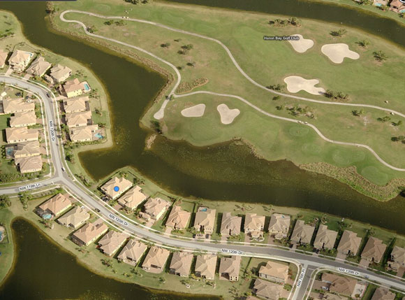 aerial photo heron bay golf course